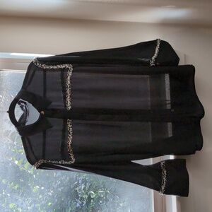 Black button blouse with trim/detail